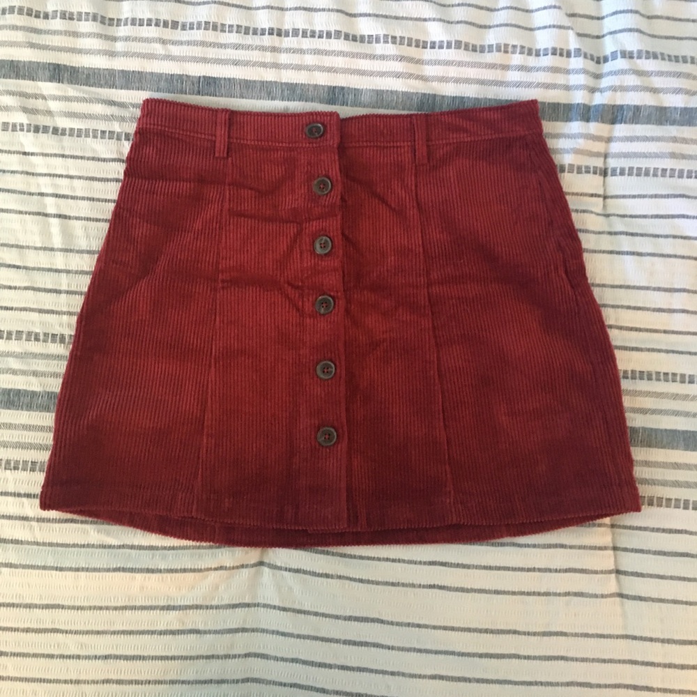 Forever 21 Maroon Button Down Skirt